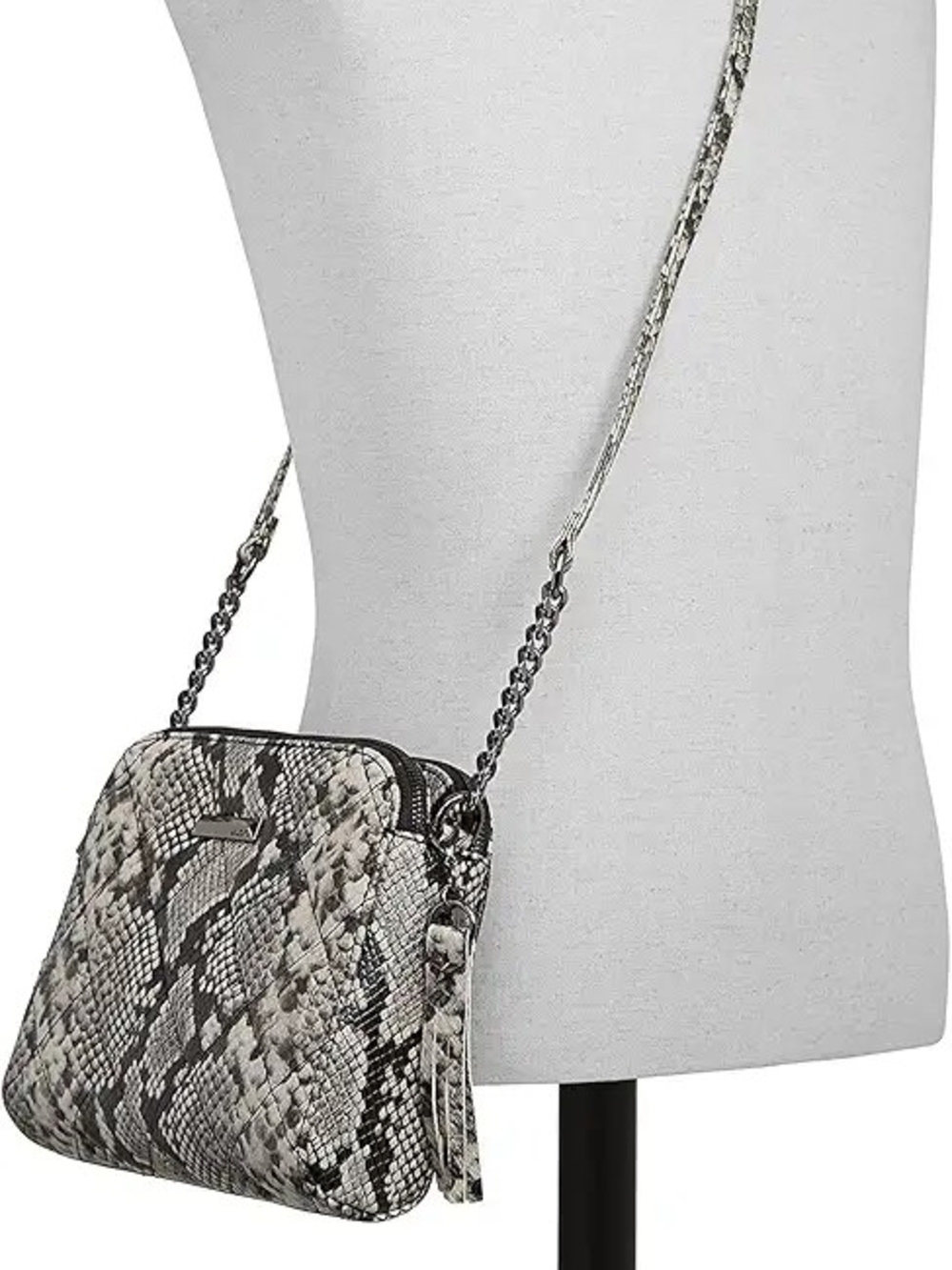 Snake-Print Crossbody Bag in Gray and Black